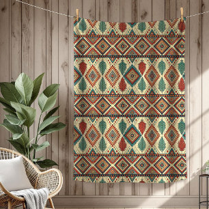 Couverture Polaire Authentic Tribal Bold Ethnic Motif vert cuivre