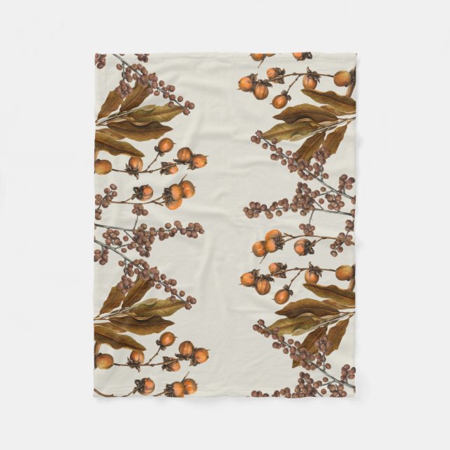 Couverture Polaire Automne Automne Aquarelle Feuilles de feuillage (Devant)
