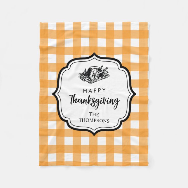 Couverture Polaire Automne Automne Orange Plaid Thankgiving Turquie (Devant)