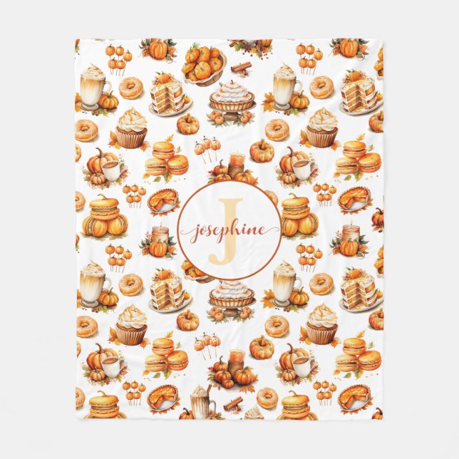 Couverture Polaire Automne Automne Personnalisé Nom Monogramme Fleece (Devant)