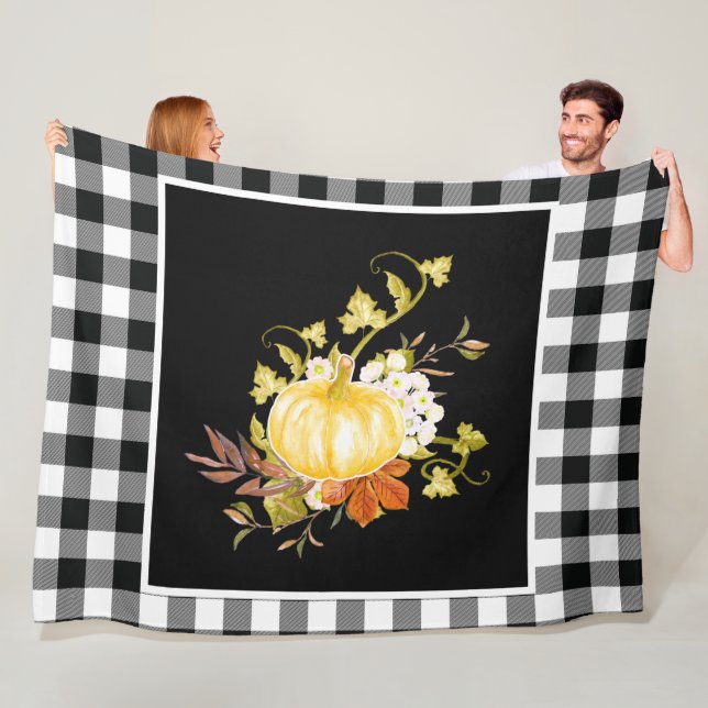Couverture Polaire Automne automne Thanksgiving Floral Citrouille  (En situation)