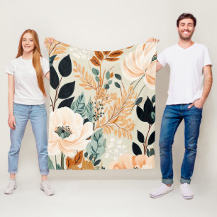 Couverture Polaire Automne Botanique Sans Mer Motif Floral