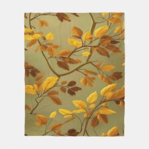 Couverture Polaire "Automne doré : Un Motif feuille 3D transparent
