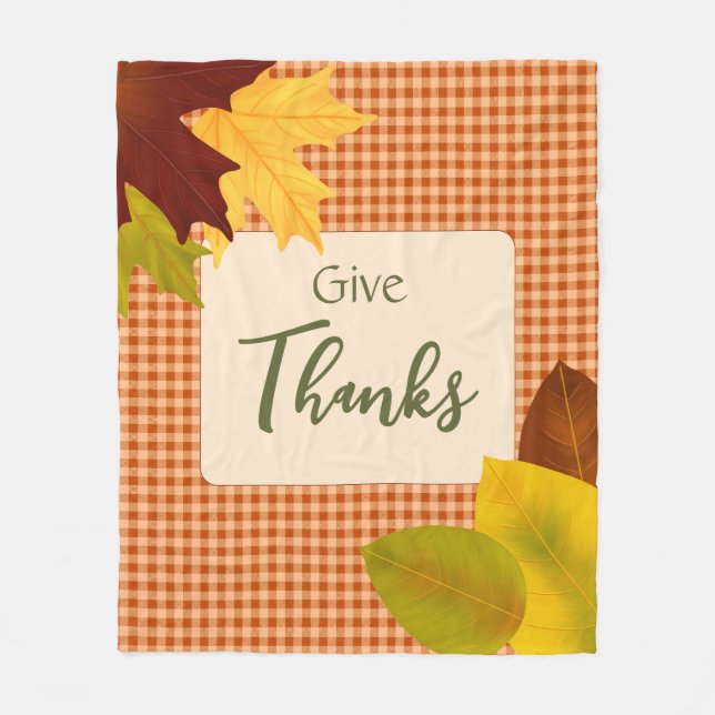 Couverture Polaire Automne En vichy Thanksgiving Fleece Blanche (Devant)