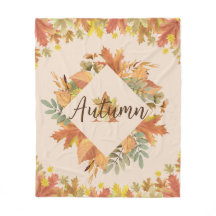 Automne Feuilles d'érable Monogram Fleece Blanche
