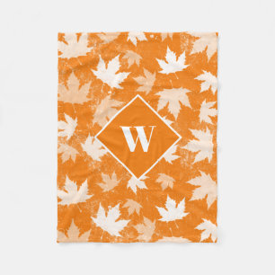 Couverture Polaire Automne Feuilles Motif Monogramme