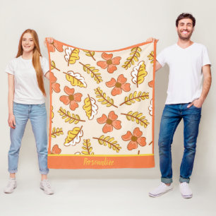 Couverture Polaire Automne Fleurs d'automne Motif Feuille Personnalis
