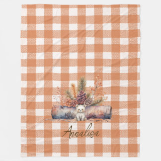 Couverture Polaire Automne Ours Woodland Rustique En vichy Personnali