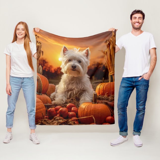Couverture Polaire Automne Westie (En situation)