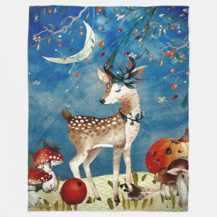 Couverture Polaire Automne Woodland Friends Deer Forest Illustration