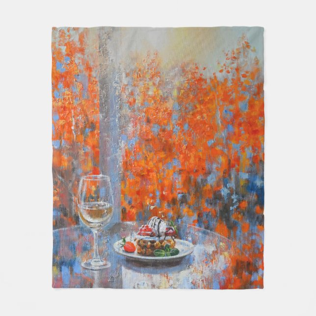 Couverture Polaire Autumn Window with Wine and Dessert (Devant)