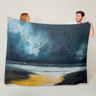 Couverture Polaire Avant la tempête – Paysage marin abstrait