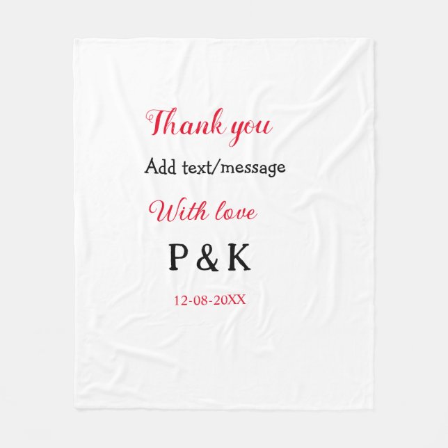 Couverture Polaire Avec amour ajouter lettre nom de couple merci ajou (Devant)