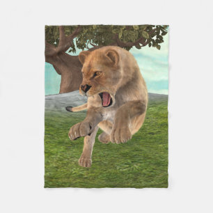 Couverture Polaire Aventure artistique de lionne féroce dans la jungl