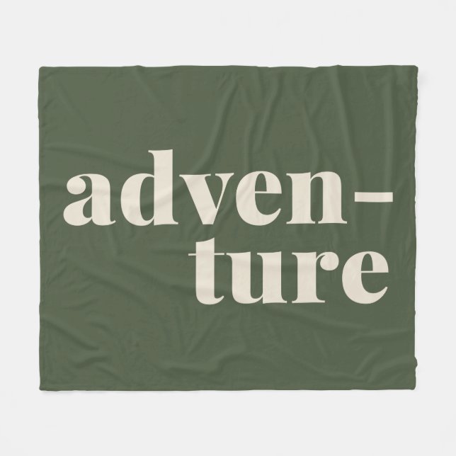Couverture Polaire Aventure | Citation simple et inspirée verte (Devant (Horizontal))