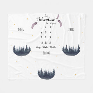 Couverture Polaire Aventure Watercolor personnalisée triplets jalon
