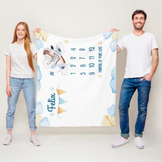 Couverture Polaire Aviator Bear Watercolor Themed Blanket