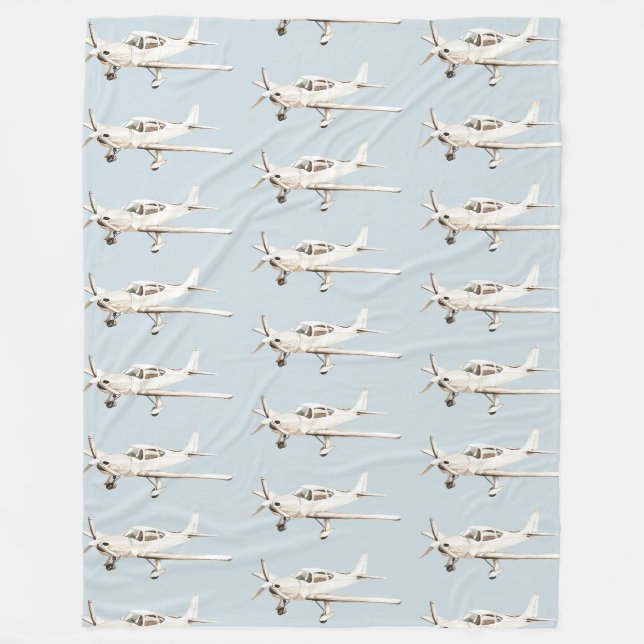 Couverture Polaire Avion bleu blanc (Devant)
