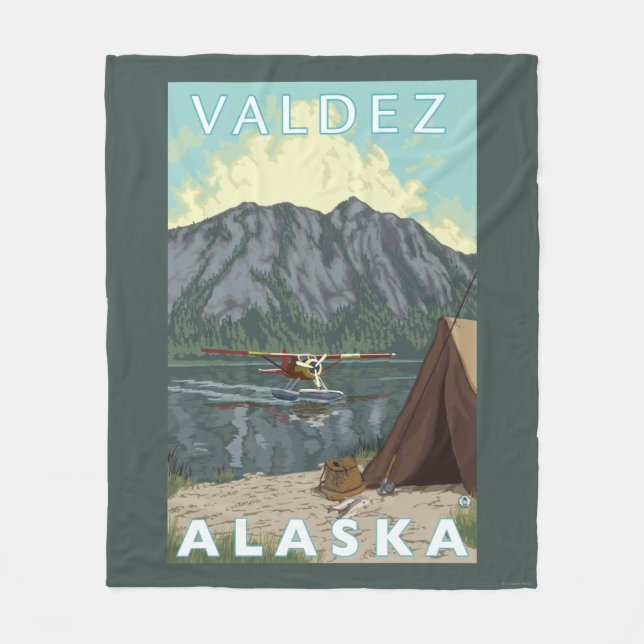 Couverture Polaire Avion de Bush et pêche - Valdez, Alaska (Devant)