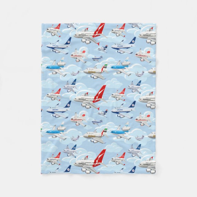 Couverture Polaire Avions civils commerciaux de caricature sans soudu (Devant)