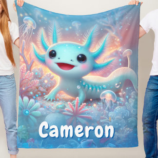 Couverture Polaire Axolotl Sous l'eau Néon Garçon Axolotl 