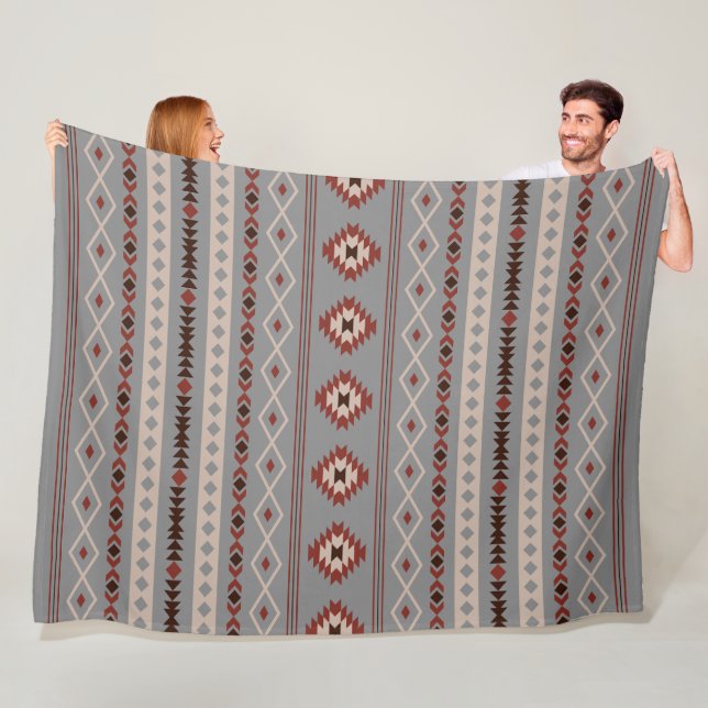 Couverture Polaire Aztec Crème rouille Brown gris Motifs mélangés Mot (En situation)