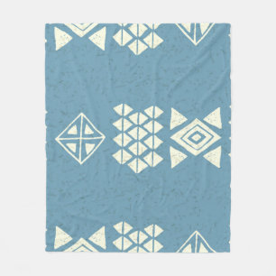 Couverture Polaire Aztec Ethnique : Bleu Géométrique Sans Mer.