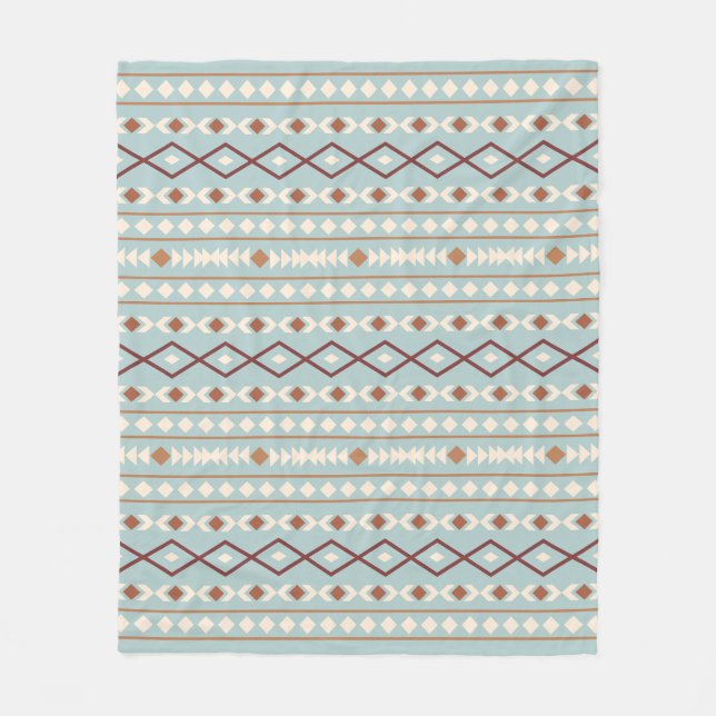 Couverture Polaire Aztec Formes Motif Rusts Crème Turquoise-Bleu (Devant)