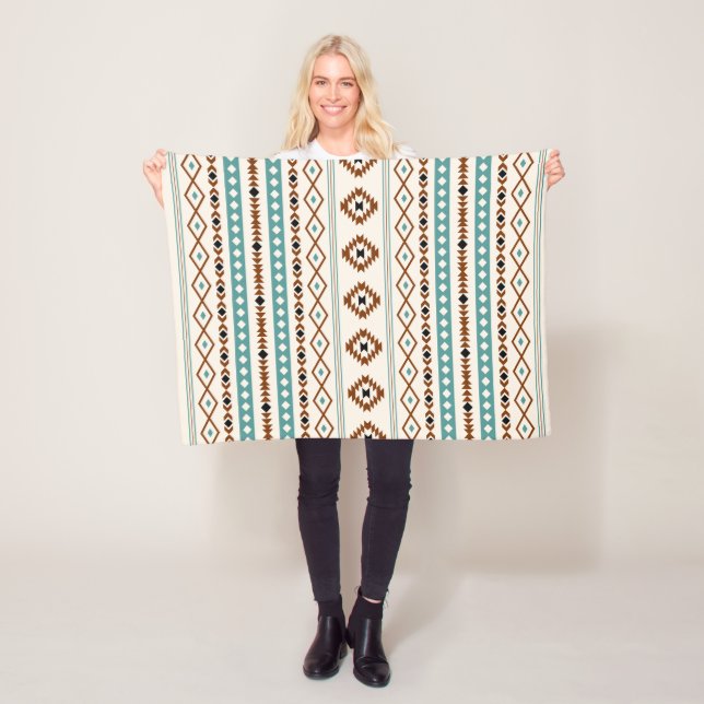 Couverture Polaire Aztec Turquoise Terracotta Crème Noire Mixte Motif (En situation)