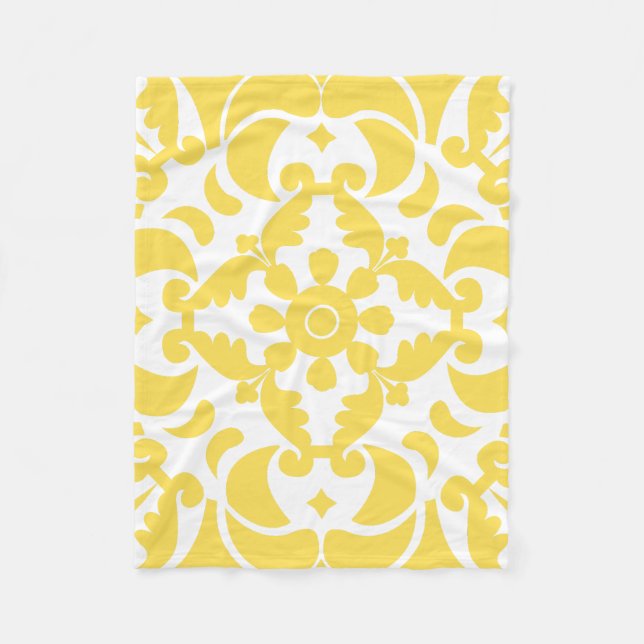 Couverture Polaire Azulejos jaune portugais espagnol méditerranéen (Devant)