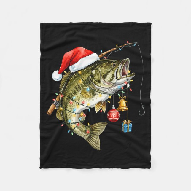 Couverture Polaire B Fish Festive Lights Christmas Funny Fishing Long (Devant)