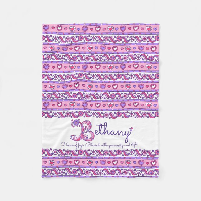 Couverture Polaire B nom personnalisé monogramme signifiant couvertur (Devant)