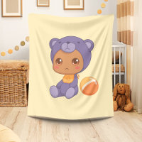 Baby Boy Girl Purple Bear Jumpsuit sur Jaune