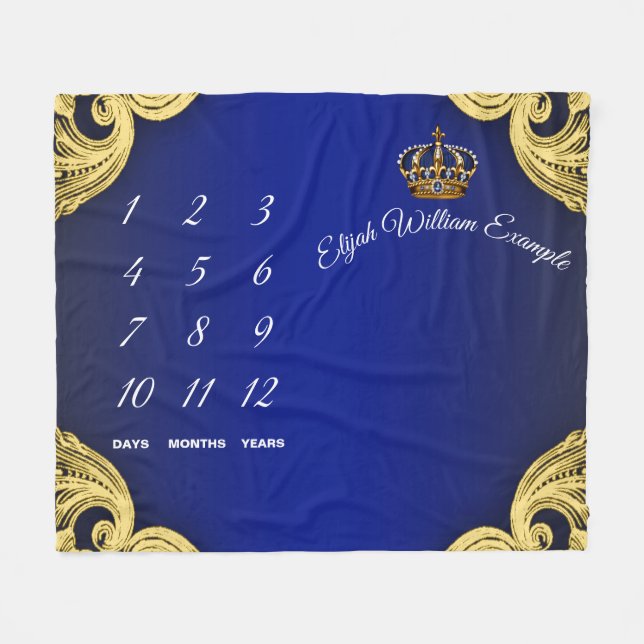 Couverture Polaire Baby Boy Milestone Prince Baby Blanket (Devant (Horizontal))
