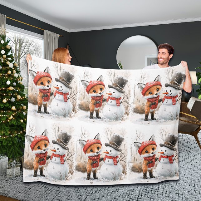 Couverture Polaire Baby Fox et Snowman (Créateur téléchargé)