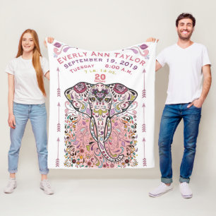 Couverture Polaire Baby Girl rose enregistrement de naissance Statist