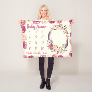 Couverture Polaire Baby Milestone Baby shower personnalisé Cadeau fil