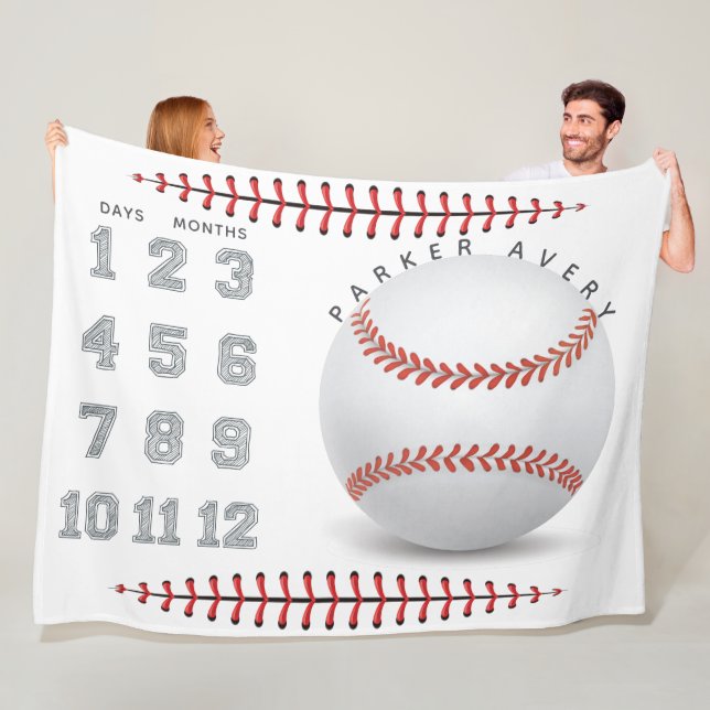 Couverture Polaire Baby Milestone Blanket Baseball (En situation)