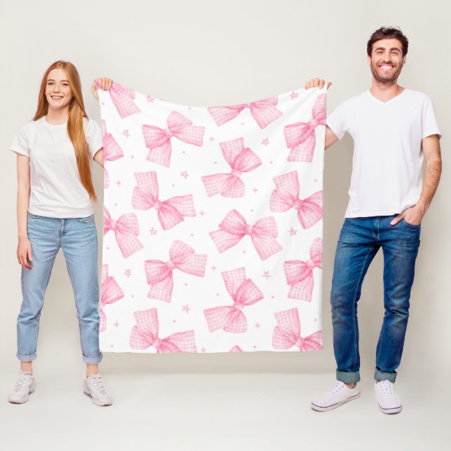 Couverture Polaire Baby Pink Bows and Stars (En situation)