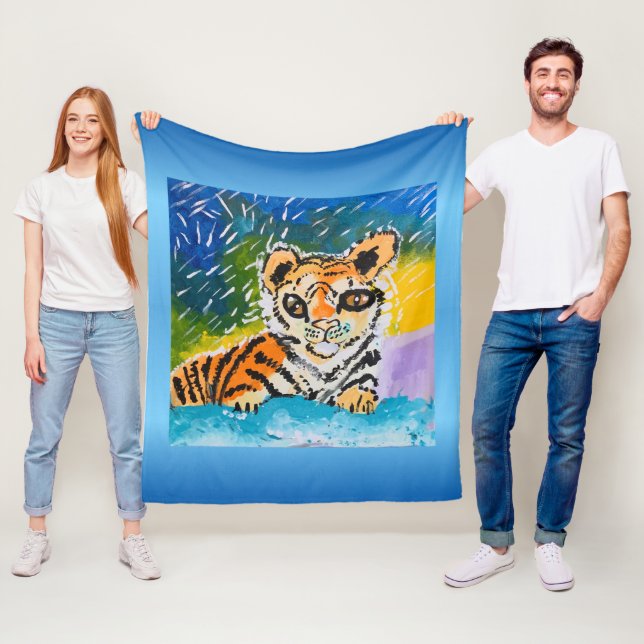 Couverture Polaire Baby Tiger "Art by Kids" (En situation)