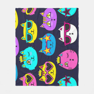 Couverture Polaire Badges de chat, textile pop art