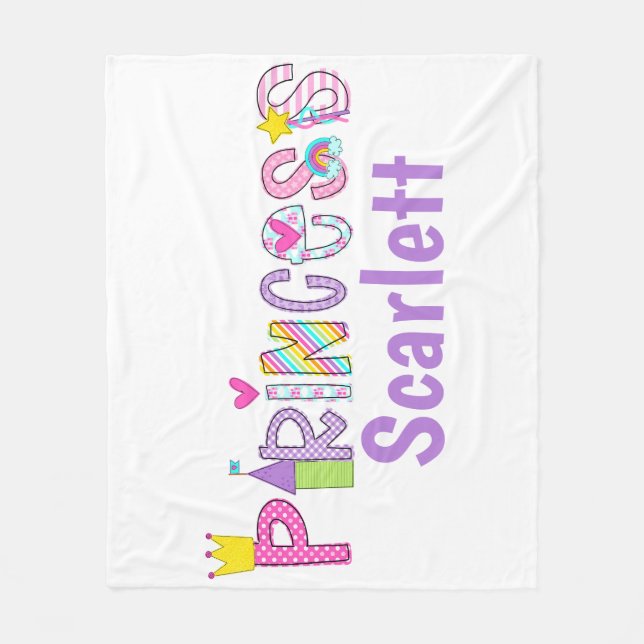 Couverture Polaire Baguette du château Princess Alphabet Personnalisé (Devant)