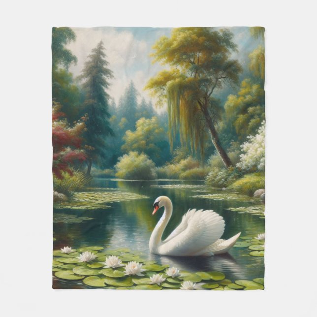 Couverture Polaire Baignade dans l'étang Peinture impressionniste (Devant)