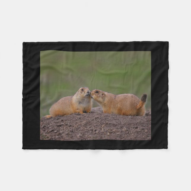 Couverture Polaire baiser de chien de prairie (Devant (Horizontal))