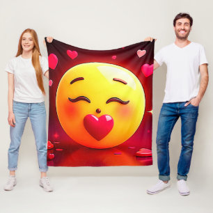 Couverture Polaire Baiser Emoji Coeurs soufflants