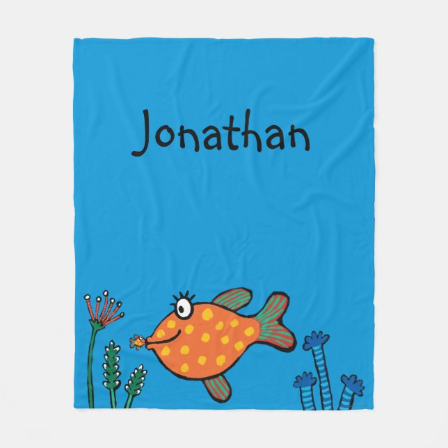 Couverture Polaire Baisers de poissons de maman et de bébé (Devant)