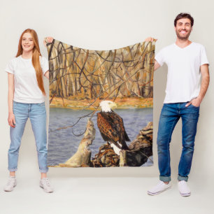 Couverture Polaire Bald Eagle sur la rive de l'Illinois River
