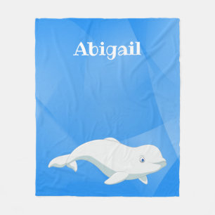 Couverture Polaire Baleine béluga personnalisée Bleu, Océan Arctique