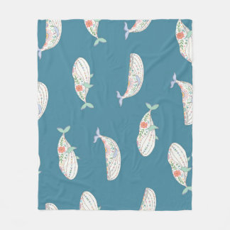 Couverture Polaire Baleine scandinave, animaux de mer motif