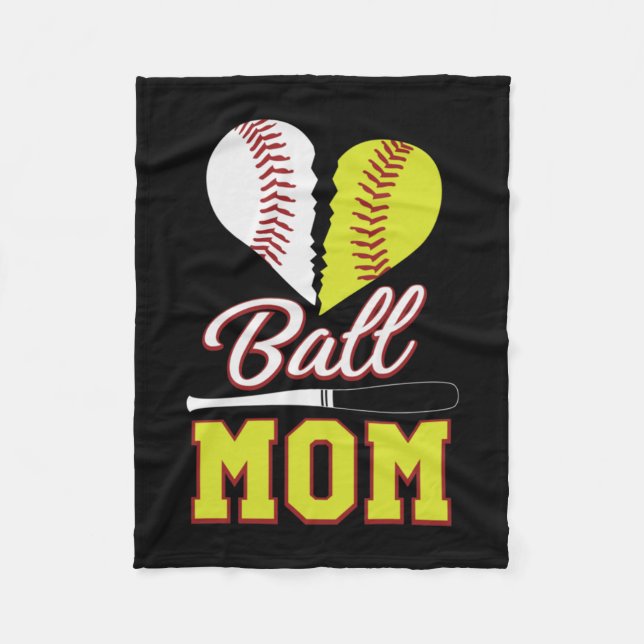 Couverture Polaire Ball Mom Baseball Softball Mom (Devant)